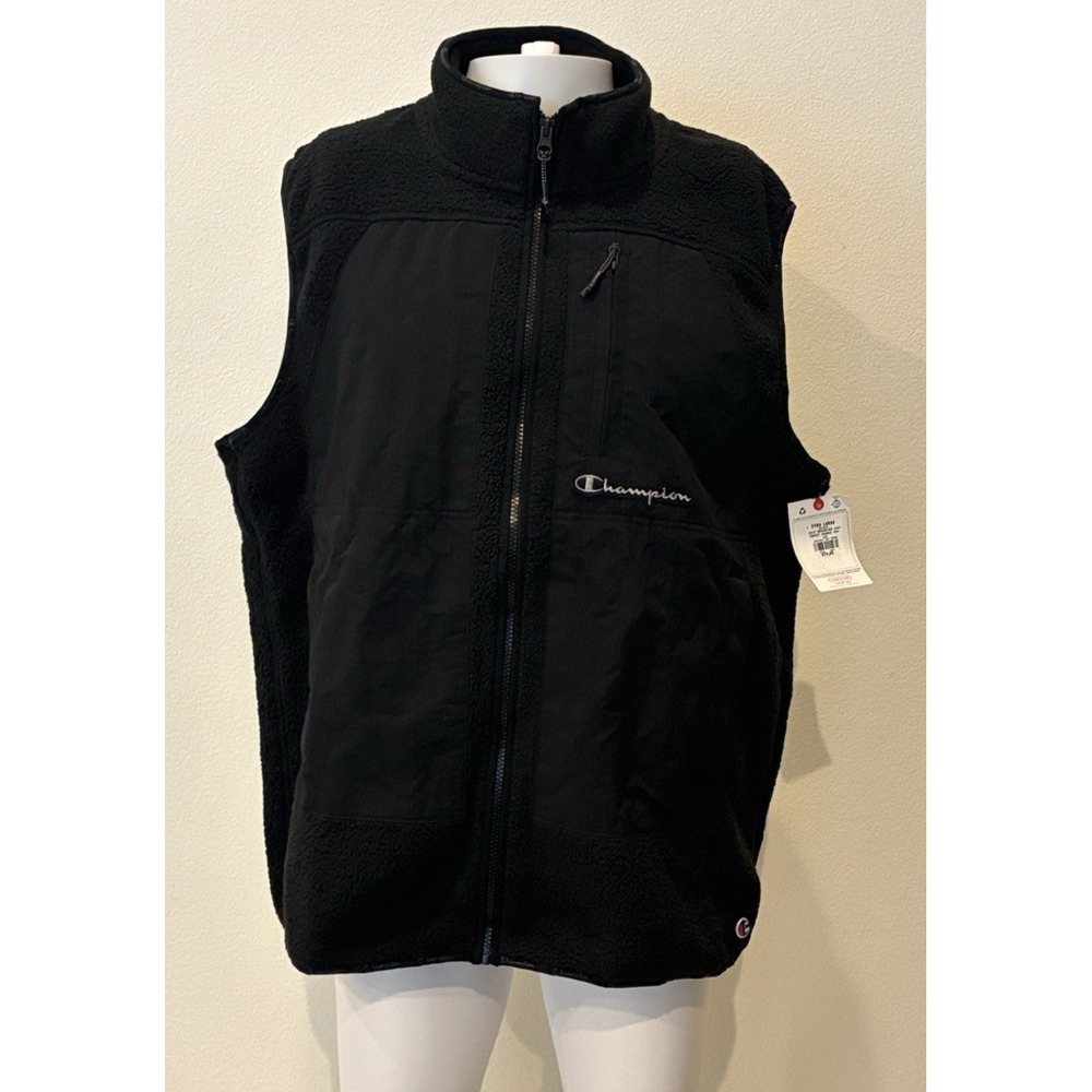 NEW Champion Cozy Shearling Vest Mens Size XL Black Fleece Outerwear Casual $70
